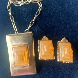 Thailand Designed Necklace & Earrings Set | Peach